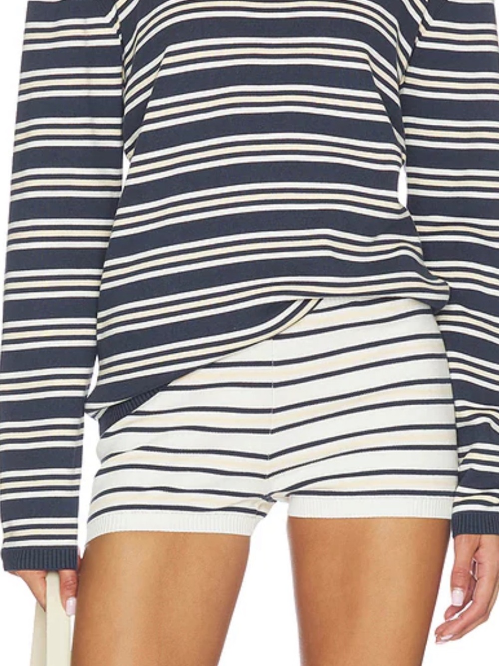 Eaves | NWT! Cydnee Striped Knit Short in Ivory & Navy Stripe